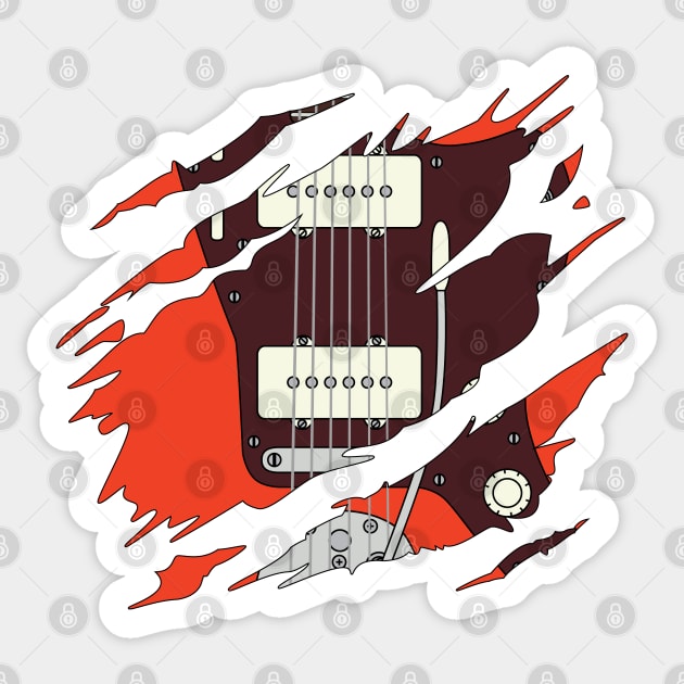 Ripped Electric Guitar Offset Style Red Color Sticker by nightsworthy